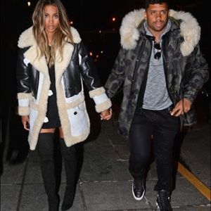 Coach Biker Leather Sheepskin Shearling Coat